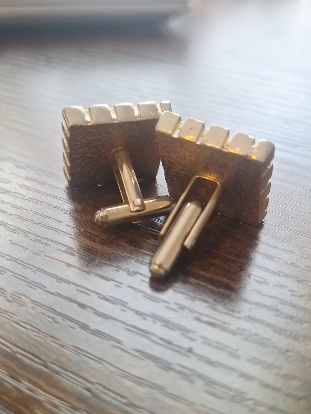 Vintage Maroon and Gold Square Cuff Links